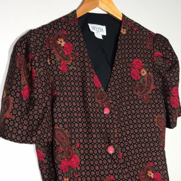 Vintage Melissa Puffy Sleeves Floral Blouse and Skirt Set - Picture 7 of 12